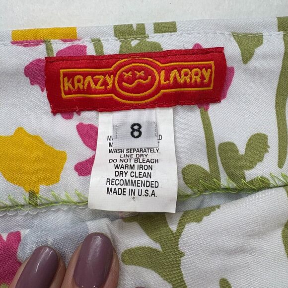 Krazy Larry Tulip Pull-On Ankle Pants, Tulip print/Size 8/Made in USA/Spring - Picture 5 of 5